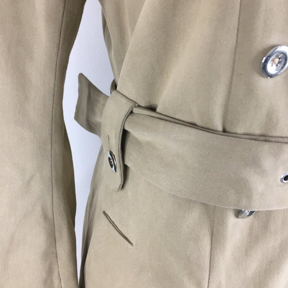 SONIA RYKIEL Beige/Brown Cashmere Blend Long Sleeve Belted Trench Coat Jacket - Picture 10 of 16